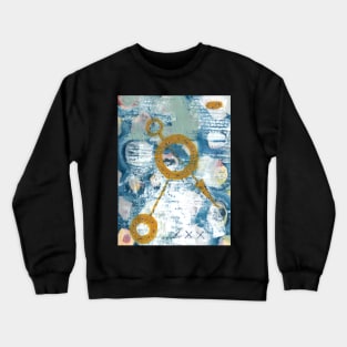 Art Acrylic artwork abstract mix media stitches Crewneck Sweatshirt